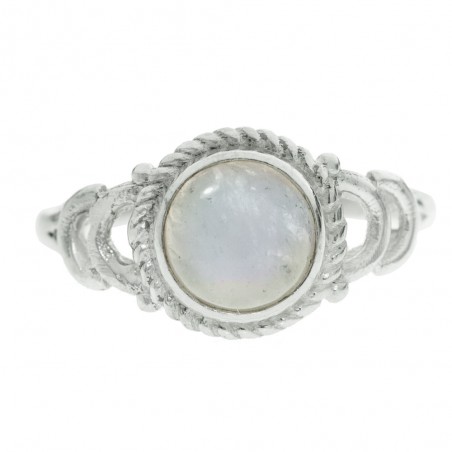 Anillo piedra redonda con cuerda Plata de Ley - Karissma