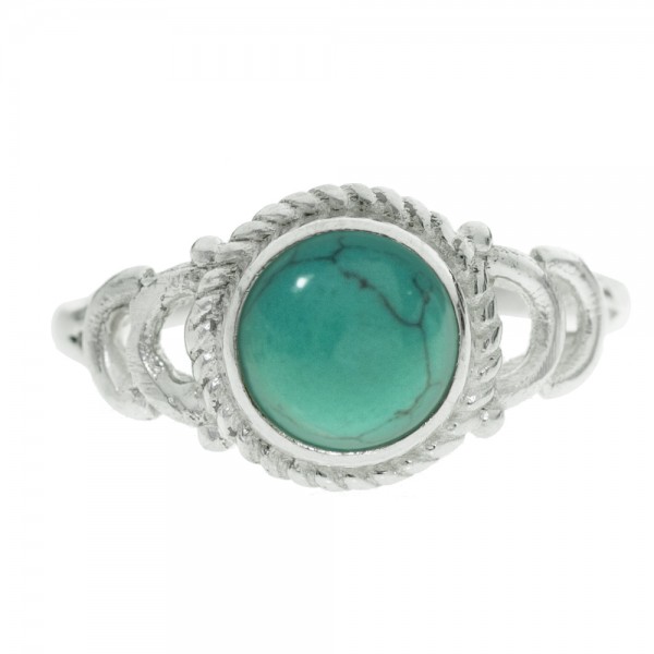 Anillo piedra redonda con cuerda Plata de Ley - Karissma