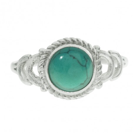 Anillo piedra redonda con cuerda Plata de Ley - Karissma