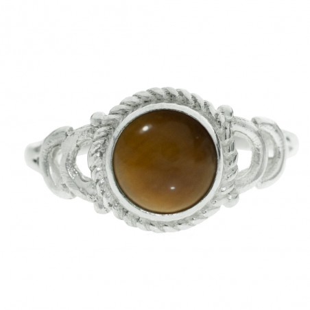 Anillo piedra redonda con cuerda Plata de Ley - Karissma