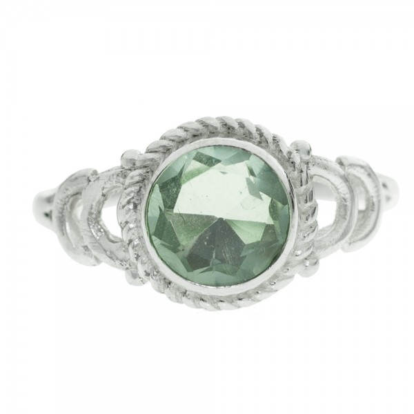 Anillo piedra redonda con cuerda Plata de Ley - Karissma