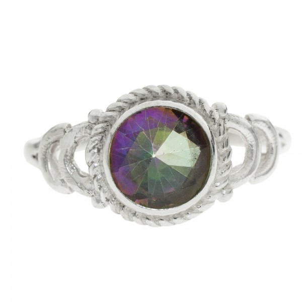 Anillo piedra redonda con cuerda Plata de Ley - Karissma