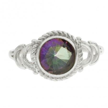 Anillo piedra redonda con cuerda Plata de Ley - Karissma