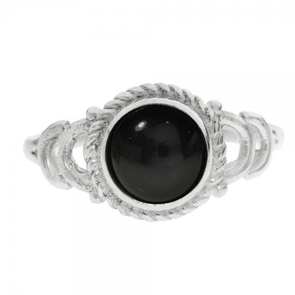 Anillo piedra redonda con cuerda Plata de Ley - Karissma