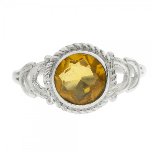 Anillo piedra redonda con cuerda Plata de Ley - Karissma