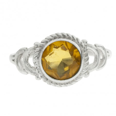 Anillo piedra redonda con cuerda Plata de Ley - Karissma