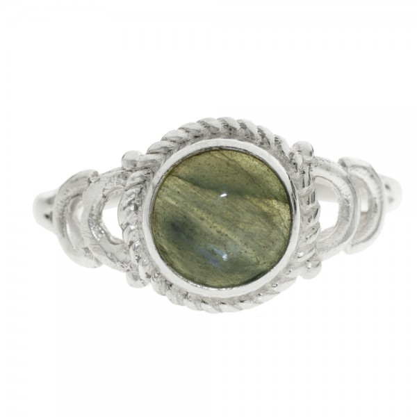 Anillo piedra redonda con cuerda Plata de Ley - Karissma