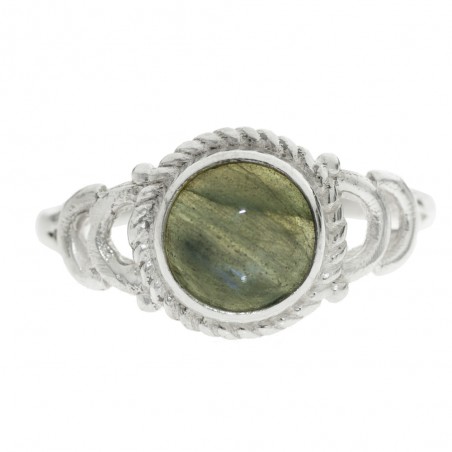 Anillo piedra redonda con cuerda Plata de Ley - Karissma