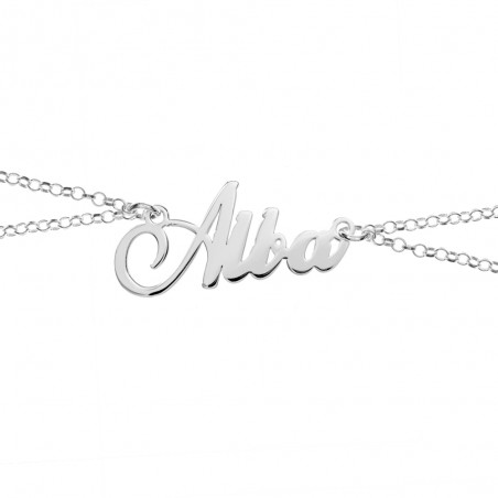 Pulsera doble con nombre personalizado Plata de Ley - Karissma
