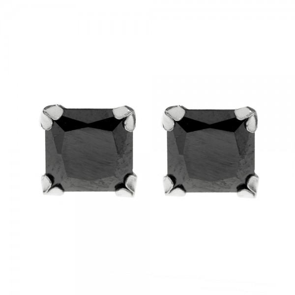 Pendientes cuadrado con circonita Plata de Ley 925