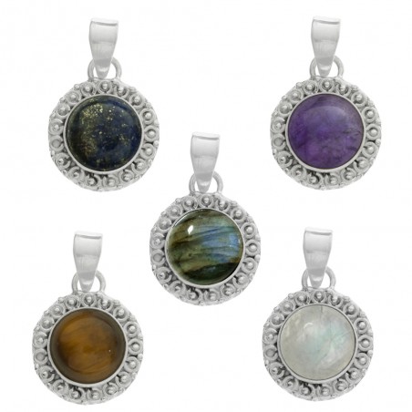 Colgante étnico piedra natural Plata de Ley - Karissma