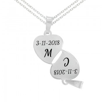 Colgante para dos doble corazón Plata de Ley