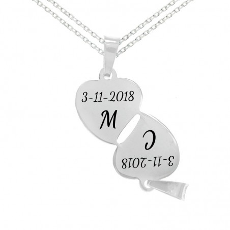 Colgante para dos doble corazón Plata de Ley