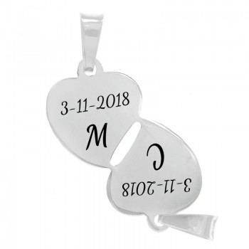 Colgante para dos doble corazón Plata de Ley 2