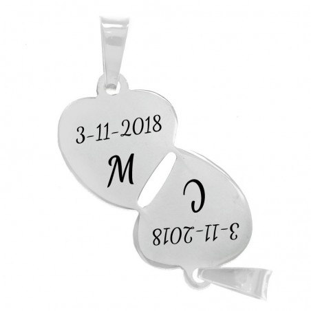 Colgante para dos doble corazón Plata de Ley