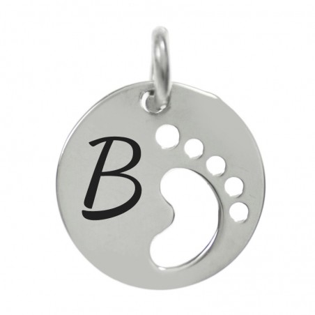 Colgante pie calado para grabar nombre bebé Plata de Ley 925