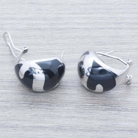 Pendientes esmaltados cierre omega Plata de Ley 925