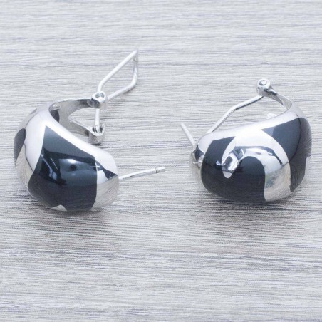 Pendientes esmaltados cierre omega Plata de Ley 925