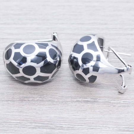 Pendientes esmaltados cierre omega Plata de Ley 925