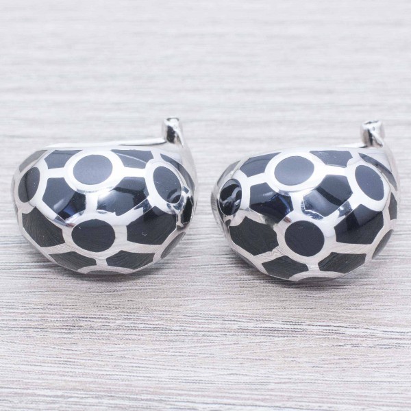 Pendientes esmaltados cierre omega Plata de Ley 925