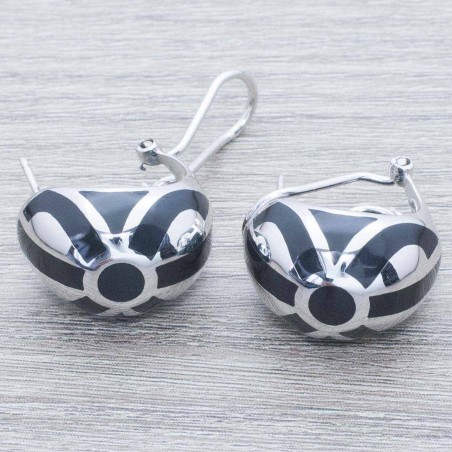 Pendientes esmaltados cierre omega Plata de Ley 925