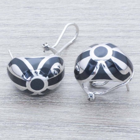 Pendientes esmaltados cierre omega Plata de Ley 925