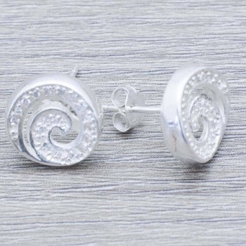 Pendientes  espiral con circonita Plata de Ley 925