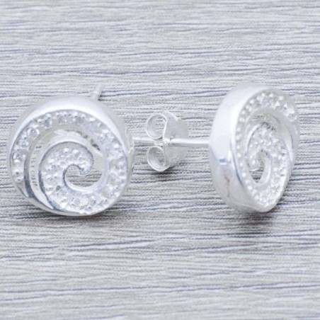 Pendientes  espiral con circonita Plata de Ley 925