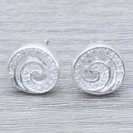 Pendientes  espiral con circonita Plata de Ley 925