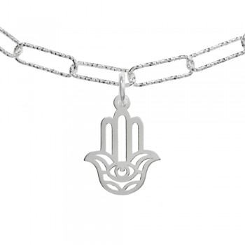 Pulsera eslabón cadena con mano de Fátima Plata de Ley | Karissma 2