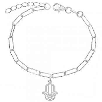 Pulsera eslabón cadena con mano de Fátima Plata de Ley | Karissma