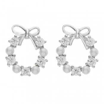 Pendientes con lacito y perlas Plata de Ley - Karissma