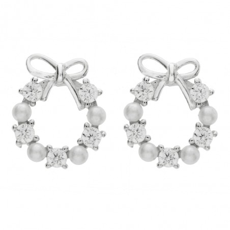 Pendientes con lacito y perlas Plata de Ley - Karissma