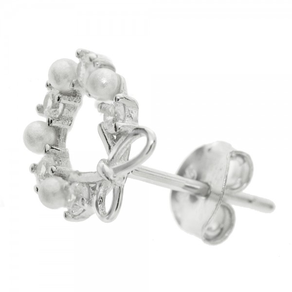 Pendientes con lacito y perlas Plata de Ley - Karissma