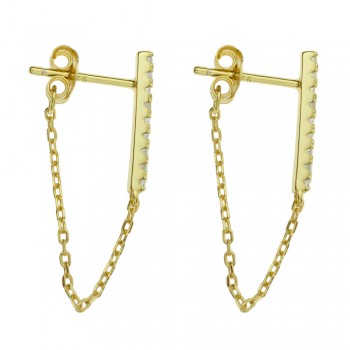 Pendientes verticales con cadena Plata de Ley - Karissma 2