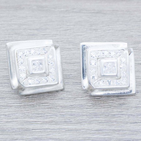 Pendientes cuadrado con circonita Plata de Ley 925