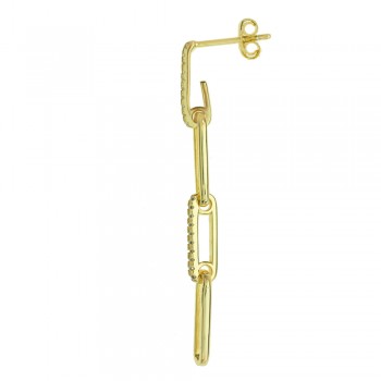 Pendientes largos cadena brillo Plata de Ley - Karissma 2