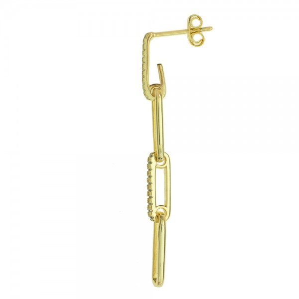 Pendientes largos cadena brillo Plata de Ley - Karissma