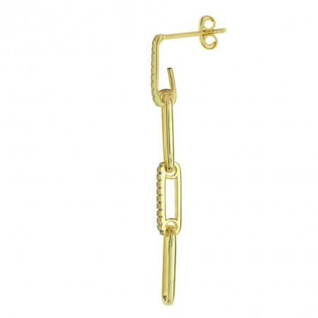 Pendientes largos cadena brillo Plata de Ley - Karissma