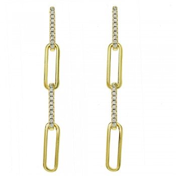 Pendientes largos cadena brillo Plata de Ley - Karissma