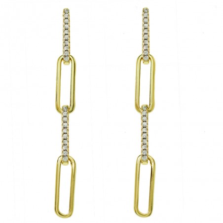 Pendientes largos cadena brillo Plata de Ley - Karissma