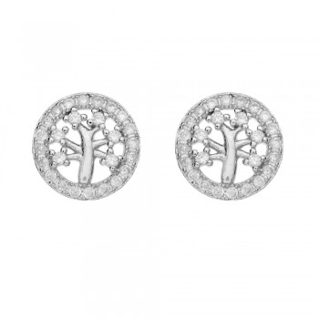 Pendientes redondos árbol brillo Plata de Ley - Karissma