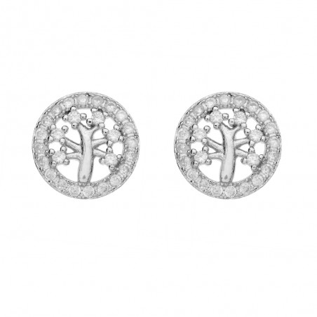 Pendientes redondos árbol brillo Plata de Ley - Karissma