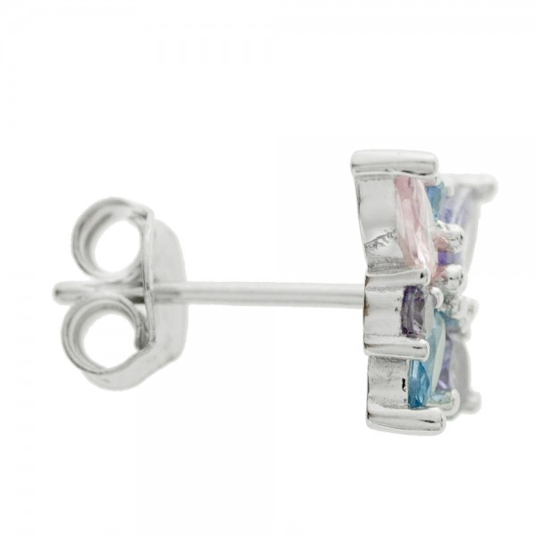 Pendientes flor brillo fabricados en Plata de Ley - Karissma