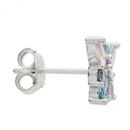 Pendientes flor brillo fabricados en Plata de Ley - Karissma