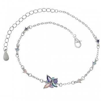 Pulsera hojas circonitas de colores Plata de Ley| Karissma