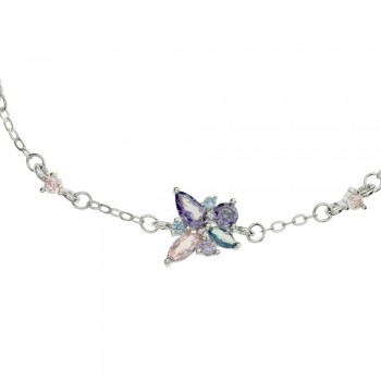 Pulsera hojas circonitas de colores Plata de Ley| Karissma 2