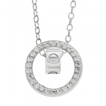 Collar doble círculo brillo blanco Plata de Ley | Karissma