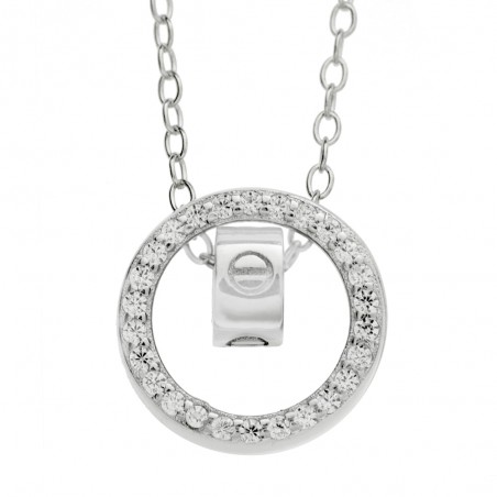 Collar doble círculo brillo blanco Plata de Ley | Karissma