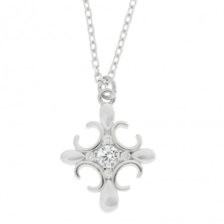 Collar doble círculo brillo blanco Plata de Ley | Karissma